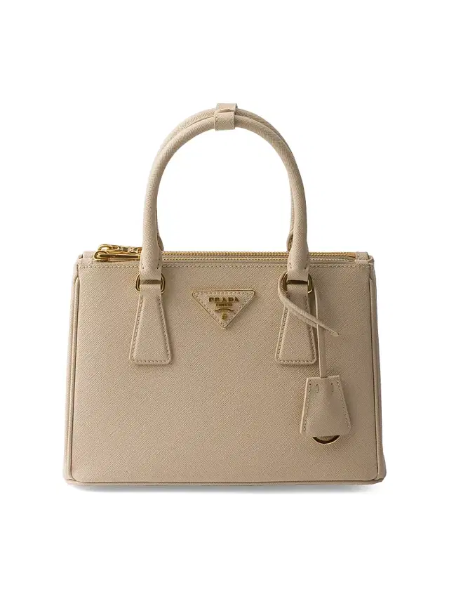 Women's  Galleria Saffiano Leather Top Handle Bag - Beige Khaki