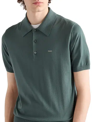 Prada Men's Superfine Wool Polo Shirt | Thumbnail 4