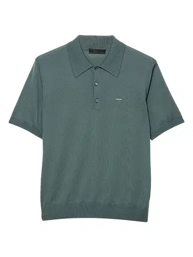 Prada Men's Superfine Wool Polo Shirt - Light Green - Size 44 | Thumbnail 1