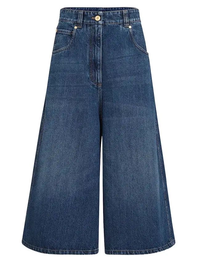 Brunello Cucinelli Women's Authentic Denim Baggy Cropped Jeans with Monili - Denim