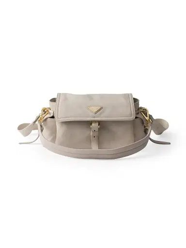 Prada Women's Medium Explore Nappa Leather Shoulder Bag with Flap - Beige Khaki | Thumbnail 1 Prada Women's Medium Explore Nappa Leather Shoulder Bag with Flap - Beige Khaki | Thumbnail 1