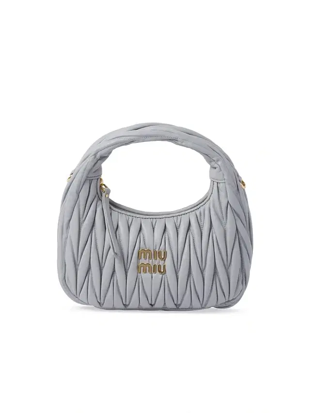 Miu Miu Women's Wander Matelassé Nappa Leather Hobo Bag - Grey