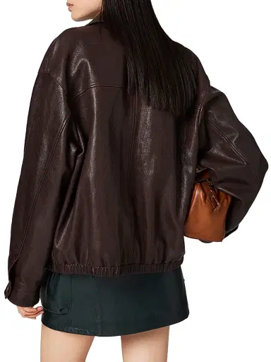 Miu Miu Women's Leather Blouson Jacket - Brown - Size 0 | Thumbnail 3