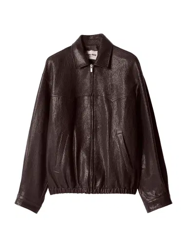 Miu Miu Women's Leather Blouson Jacket - Brown - Size 0 | Thumbnail 1