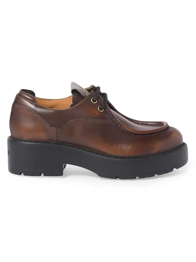 Miu Miu Women's Laced Fumé Leather Loafers - Brown