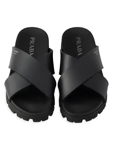 Prada Men's Crisscross Rubber Slides - Black - Size 6 | Thumbnail 2 Prada Men's Crisscross Rubber Slides - Black - Size 6 | Thumbnail 2