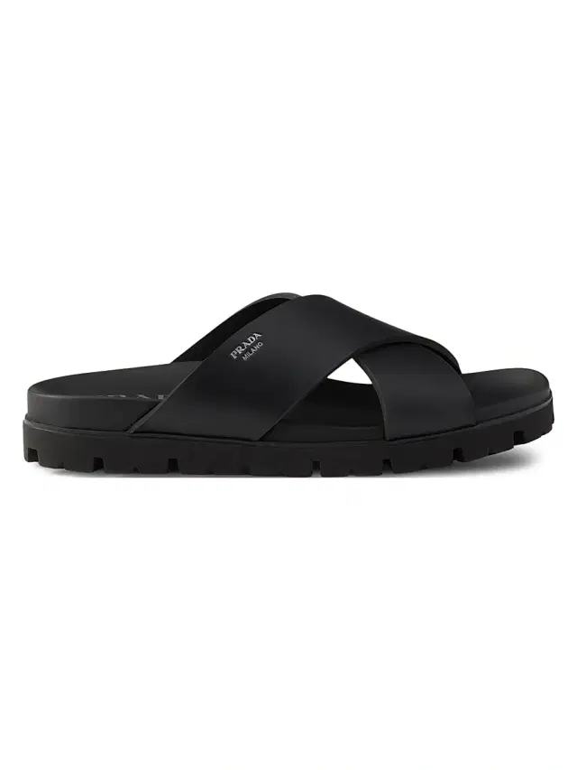 Men's Crisscross Rubber Slides - Black