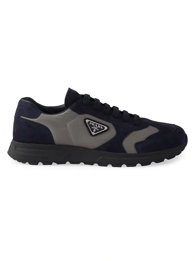 Women's Suede and Re-Nylon Sneakers - Blue