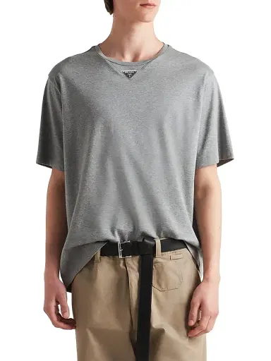 Prada Men's Cotton T-Shirt - Grey | Thumbnail 2