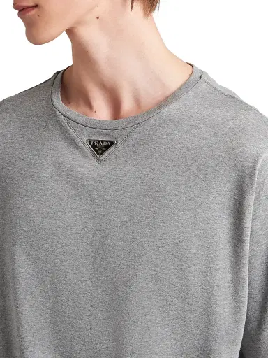 Prada Men's Cotton T-Shirt - Grey | Thumbnail 5