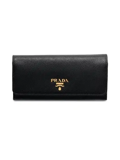 Prada Women's Large Saffiano Leather Wallet - Black Blush | Thumbnail 1 Prada Women's Large Saffiano Leather Wallet - Black Blush | Thumbnail 1