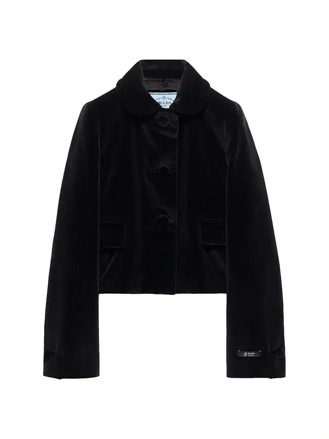 Women's Single-Breasted Velvet Jacket - Black