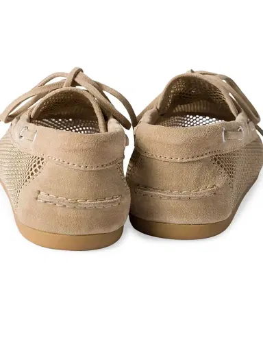 Miu Miu Women's Mesh and Suede Boat Loafers - Beige Khaki | Thumbnail 2