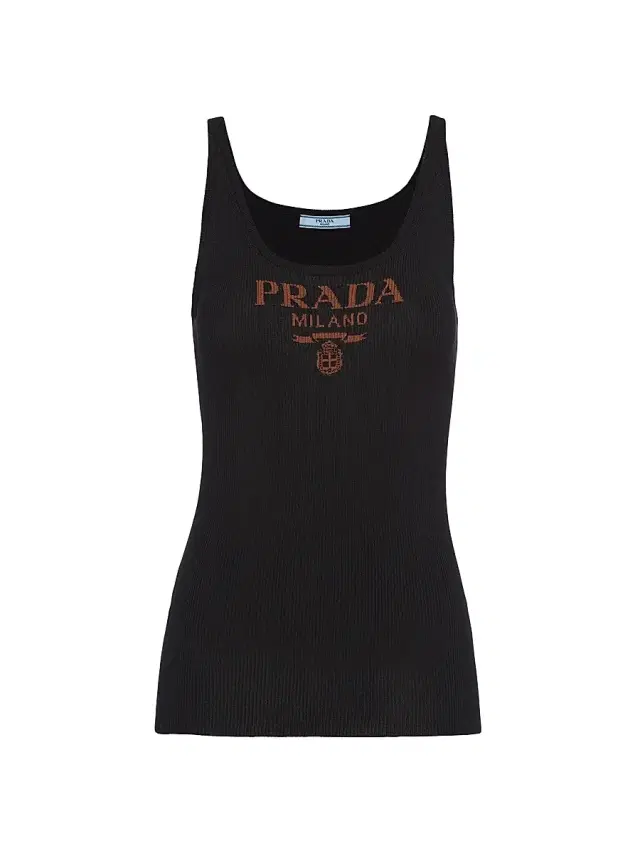 Women's Silk Tank Top With Logo - Black