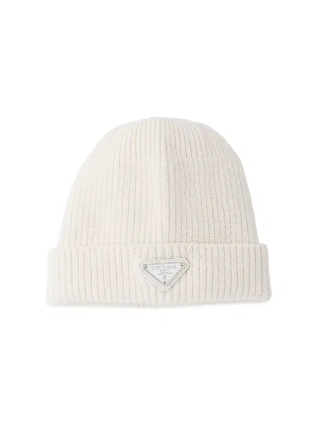 Prada Men's Wool and Cashmere Beanie - White