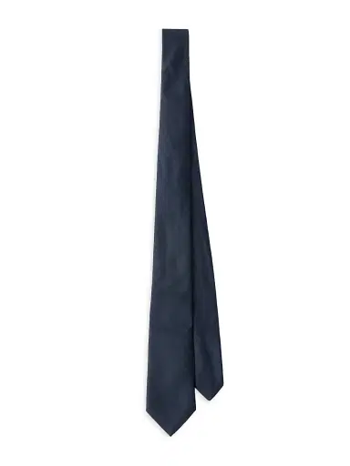 Prada Men's Silk and Linen Tie - Dark Blue | Thumbnail 1