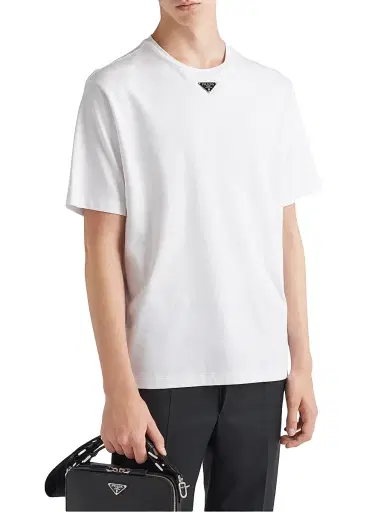 Prada Men's Cotton T-Shirt - White - Size Medium | Thumbnail 3
