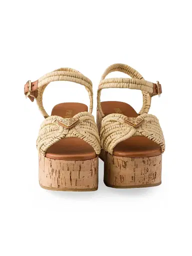 Prada Women's Crochet Platform Sandals - Beige Khaki - Size 11 | Thumbnail 3