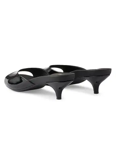 Prada Women's Patent Leather Kitten Heel Sandals - Black | Thumbnail 3 Prada Women's Patent Leather Kitten Heel Sandals - Black | Thumbnail 3