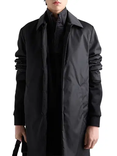 Prada Men's Cotton Fleece Zipper Jacket with Re-Nylon Details - Black - Size XXL | Thumbnail 2 Prada Men's Cotton Fleece Zipper Jacket with Re-Nylon Details - Black - Size XXL | Thumbnail 2