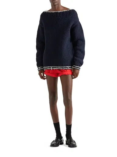 Prada Men's Cotton Poplin Bermuda Shorts - Red | Thumbnail 5