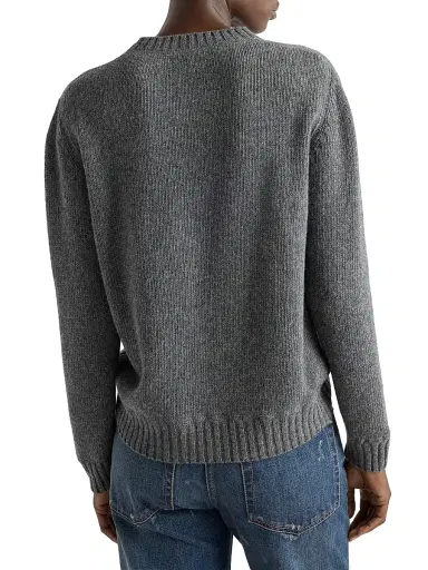 Prada Women's Cashmere and Wool Crew-Neck Sweater - Dark Grey - Size 8 | Thumbnail 4