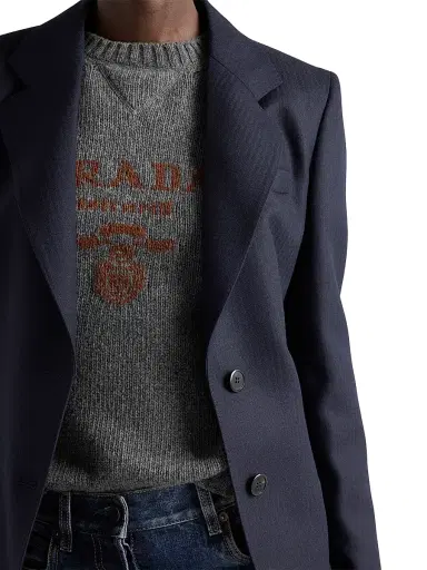 Prada Women's Cashmere and Wool Crew-Neck Sweater - Dark Grey - Size 8 | Thumbnail 5