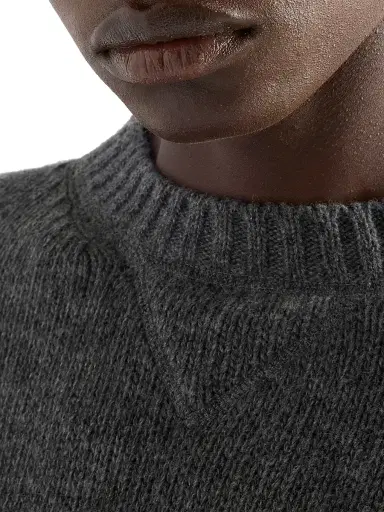 Prada Women's Cashmere and Wool Crew-Neck Sweater - Dark Grey - Size 8 | Thumbnail 6