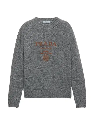 Prada Women's Cashmere and Wool Crew-Neck Sweater - Dark Grey - Size 8 | Thumbnail 1