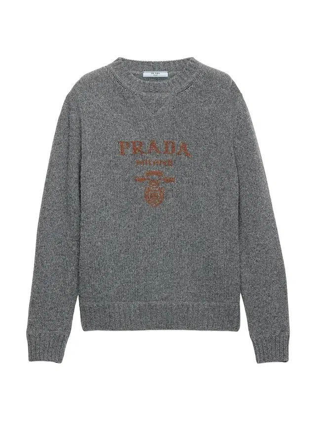 Prada Women's Cashmere and Wool Crew-Neck Sweater - Dark Grey