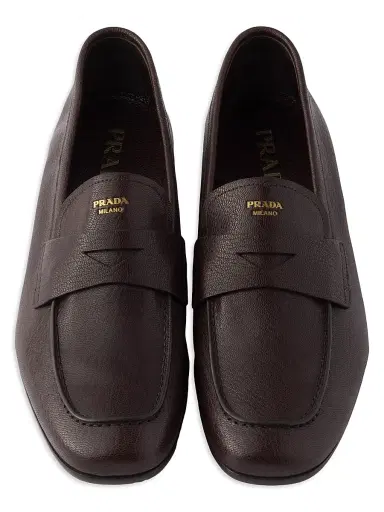 Prada Men's Leather Loafers - Brown | Thumbnail 2 Prada Men's Leather Loafers - Brown | Thumbnail 2