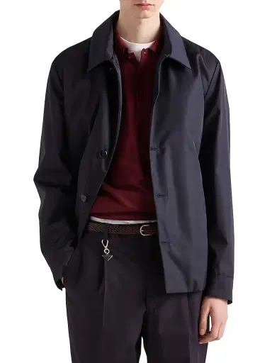 Prada Men's Wool and Silk Polo Sweater - Dark Red - Size 44 | Thumbnail 2 Prada Men's Wool and Silk Polo Sweater - Dark Red - Size 44 | Thumbnail 2