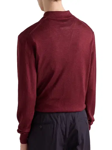Prada Men's Wool and Silk Polo Sweater - Dark Red - Size 44 | Thumbnail 3 Prada Men's Wool and Silk Polo Sweater - Dark Red - Size 44 | Thumbnail 3