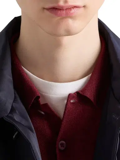 Prada Men's Wool and Silk Polo Sweater - Dark Red - Size 44 | Thumbnail 5 Prada Men's Wool and Silk Polo Sweater - Dark Red - Size 44 | Thumbnail 5