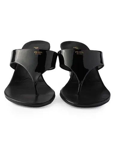 Prada Women's Patent Leather Thong Sandals - Black - Size 5 | Thumbnail 2