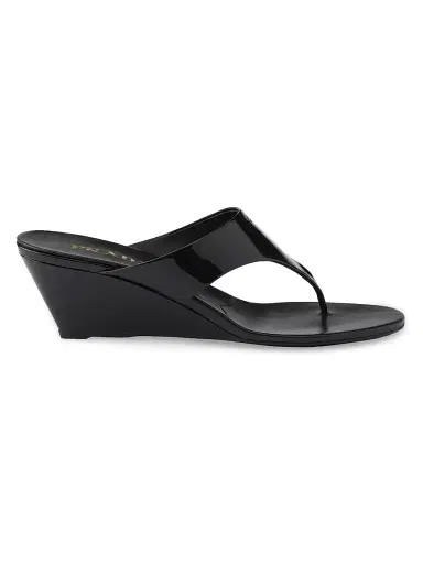 Prada Women's Patent Leather Thong Sandals - Black - Size 5 | Thumbnail 1