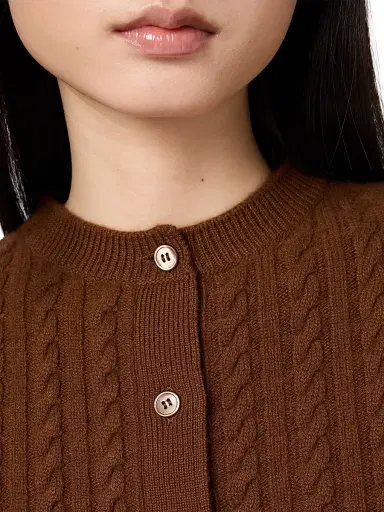 Miu Miu Women's Cable-Knit Cashmere Cardigan - Brown - Size 6 | Thumbnail 5 Miu Miu Women's Cable-Knit Cashmere Cardigan - Brown - Size 6 | Thumbnail 5