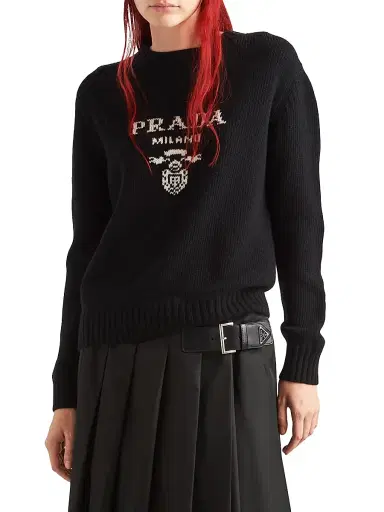 Prada Women's Cashmere and Wool Crew-Neck Sweater - Black - Size 10 | Thumbnail 2 Prada Women's Cashmere and Wool Crew-Neck Sweater - Black - Size 10 | Thumbnail 2
