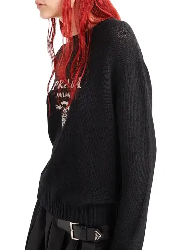 Prada Women's Cashmere and Wool Crew-Neck Sweater - Black - Size 10 | Thumbnail 3 Prada Women's Cashmere and Wool Crew-Neck Sweater - Black - Size 10 | Thumbnail 3