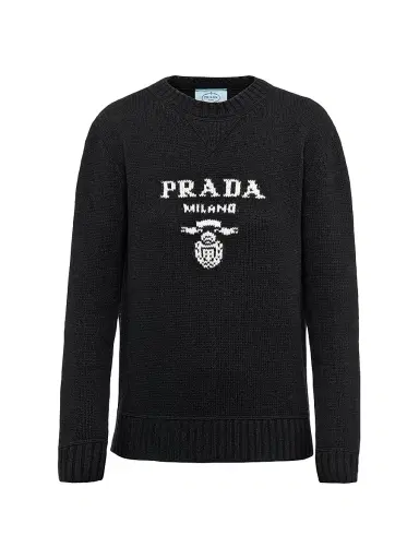 Prada Women's Cashmere and Wool Crew-Neck Sweater - Black - Size 10 | Thumbnail 1 Prada Women's Cashmere and Wool Crew-Neck Sweater - Black - Size 10 | Thumbnail 1