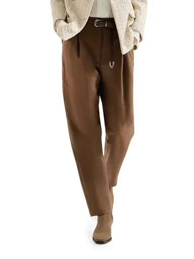 Brunello Cucinelli Women's Stretch Cotton Cover Baggy Pull-On Trousers with Shiny Bartack | Thumbnail 4