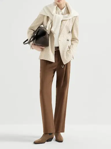 Brunello Cucinelli Women's Stretch Cotton Cover Baggy Pull-On Trousers with Shiny Bartack | Thumbnail 6