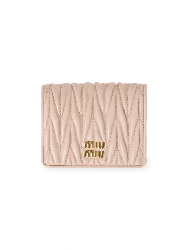 Women's  Matelassé Nappa Leather Wallet - Beige