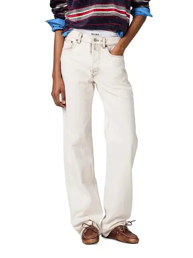 Miu Miu Women's Five-Pocket Denim Jeans - White | Thumbnail 2