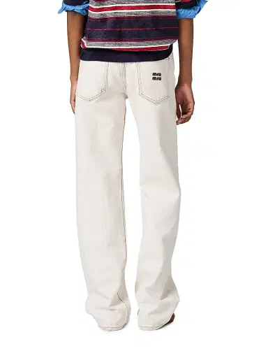 Miu Miu Women's Five-Pocket Denim Jeans - White | Thumbnail 3