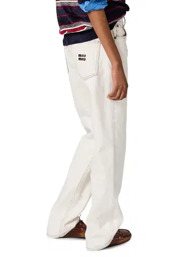Miu Miu Women's Five-Pocket Denim Jeans - White | Thumbnail 4