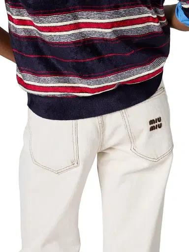 Miu Miu Women's Five-Pocket Denim Jeans - White | Thumbnail 6