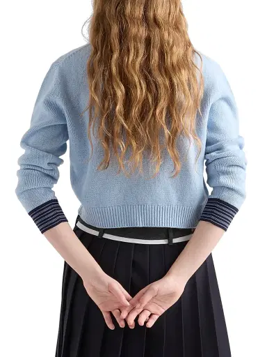 Prada Women's Cashmere Crew-Neck Sweater - Blue - Size 10 | Thumbnail 4