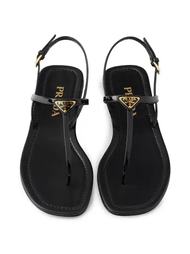 Prada Women's Patent Leather Thong Sandals - Black - Size 9.5 | Thumbnail 4 Prada Women's Patent Leather Thong Sandals - Black - Size 9.5 | Thumbnail 4