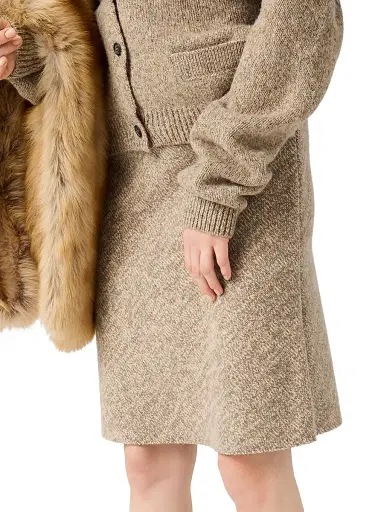 Miu Miu Women's Wool Knit Skirt - Beige Khaki - Size 4 | Thumbnail 4